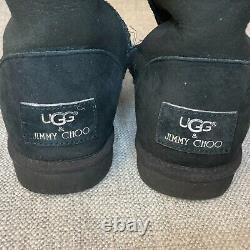 UGG x Jimmy Choo Sora Sheepskin Suede Studded Boots in Black Womens Size US 7