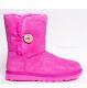 US Size 7 UGG Women's BAILEY BUTTON Shearling Suede Leather in Purple Ruby