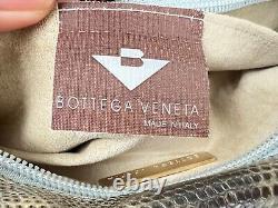VTG Bottega Veneta Beige Gray Lizard Leather Shoulder Bag Handbag Matt Gold