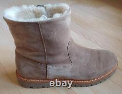 Vince Tan Suede Shearling Short Boots with Lug Soles Size 8.5