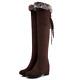 Women Faux Suede Over The Knee High Boots Flat Snow Boot Casual Faux Fur Lined