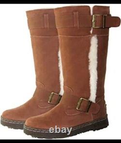 Womens Bearpaw Woodbury 1232-W Boots Tall Cognac Sheepskin Sz 11