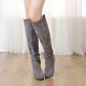 Womens Faux Suede Round Toe Flat Heels Pull On Knee High Boots Size Vintage New